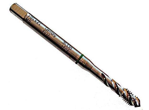 M6 GREEN BAND SPIRAL FLUTE TAP (Volkel) - SPIRAL FLUTE TAPS at Carbidenz