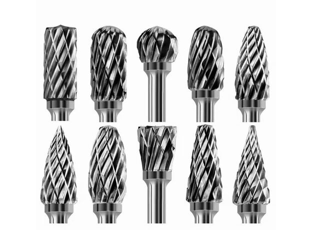 10 PIECE 1/8 SHANK BURR SET - DOUBLE CUT BURR at Carbidenz