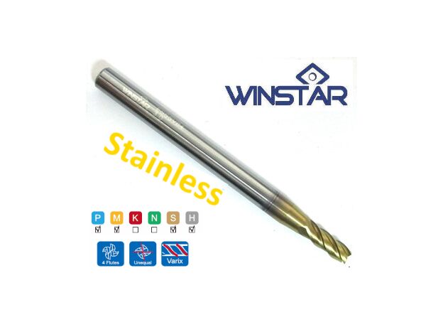 4mm CARBIDE END MILL VARIABLE (0.4µm SS and steel) V530 - 4 FLUTE CARBIDE E/M at Carbidenz