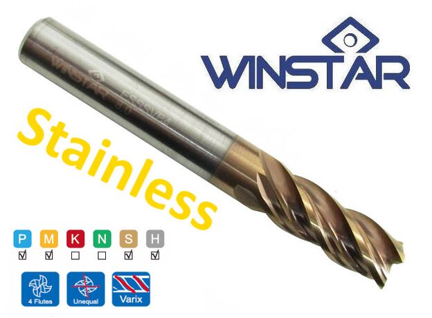 8mm CARBIDE END MILL VARIABLE (0.4µm SS and steel) V530 - 4 FLUTE CARBIDE E/M at Carbidenz